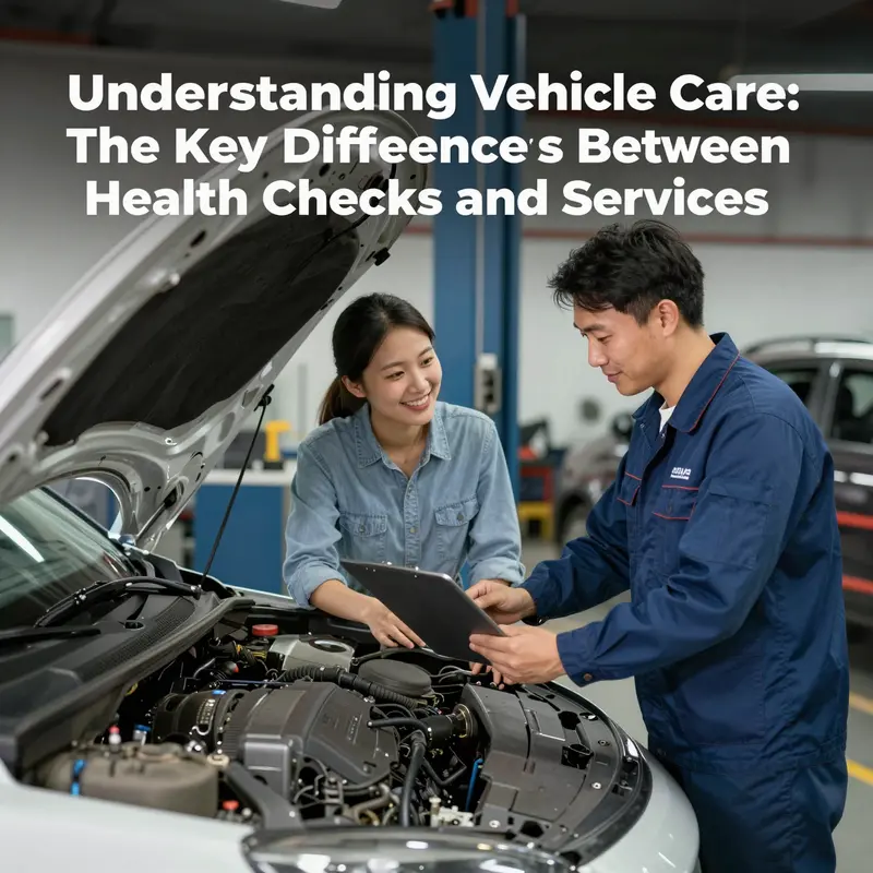A visual representation of the distinctions between vehicle health checks and services.