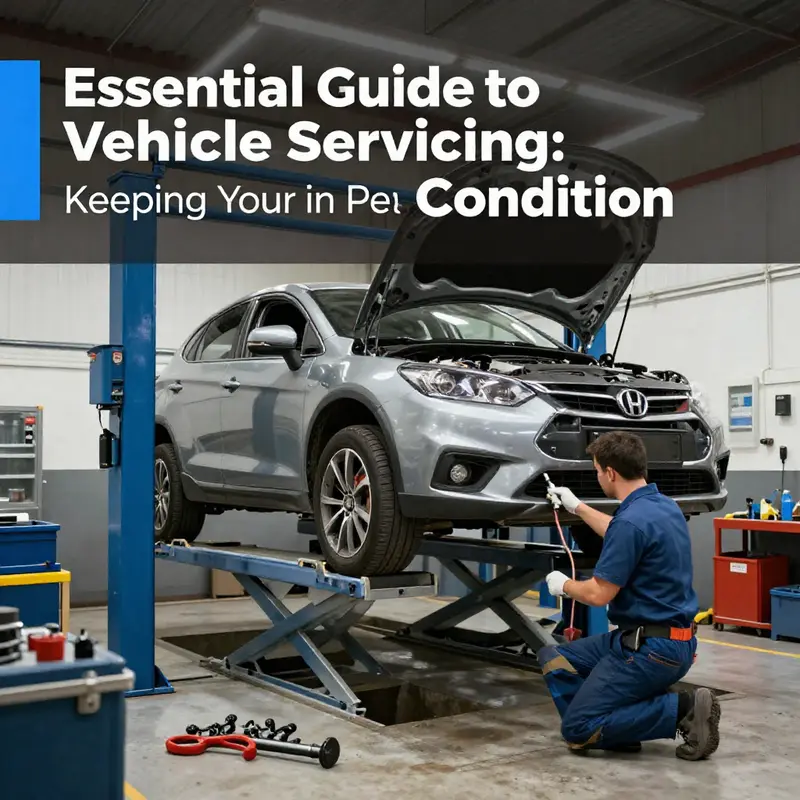 A technician inspecting a vehicle during a servicing procedure in a well-equipped garage.