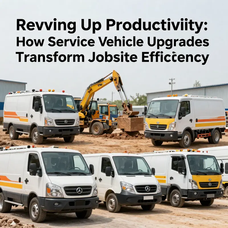 An array of upgraded service vehicles operating in different job sites, demonstrating enhanced productivity and adaptability.