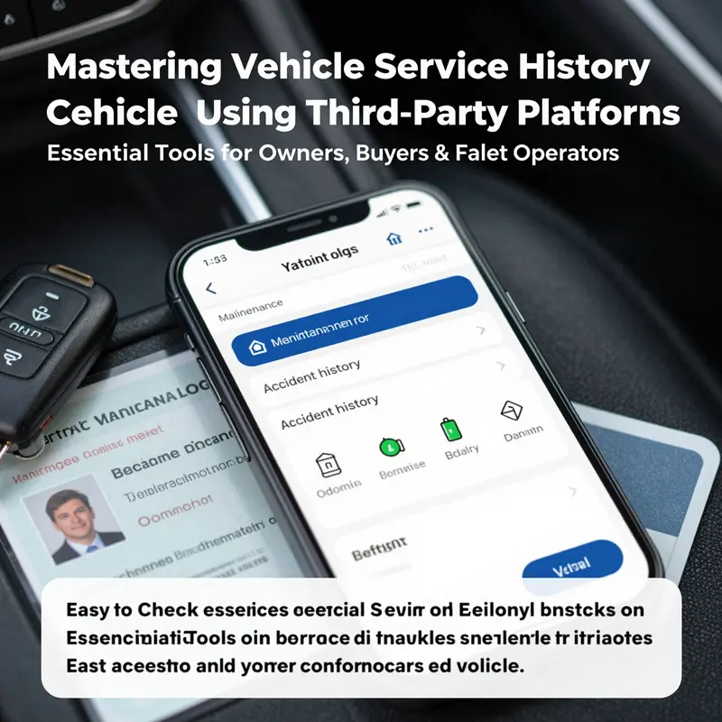Smartphone displaying a detailed vehicle history report accessed via a third-party platform.