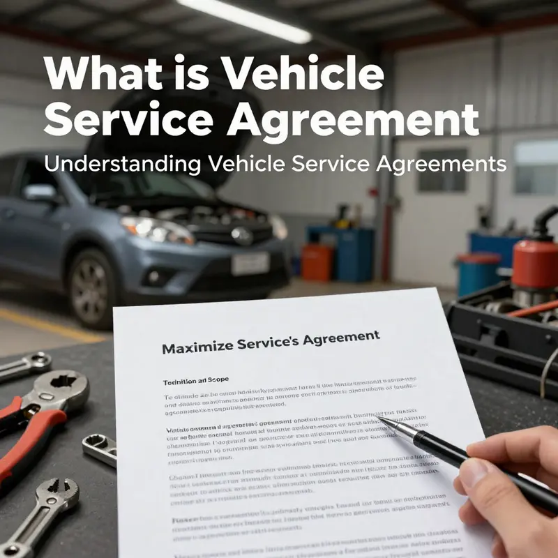 A formal Vehicle Service Agreement, showcasing terms and conditions set against an automotive backdrop.