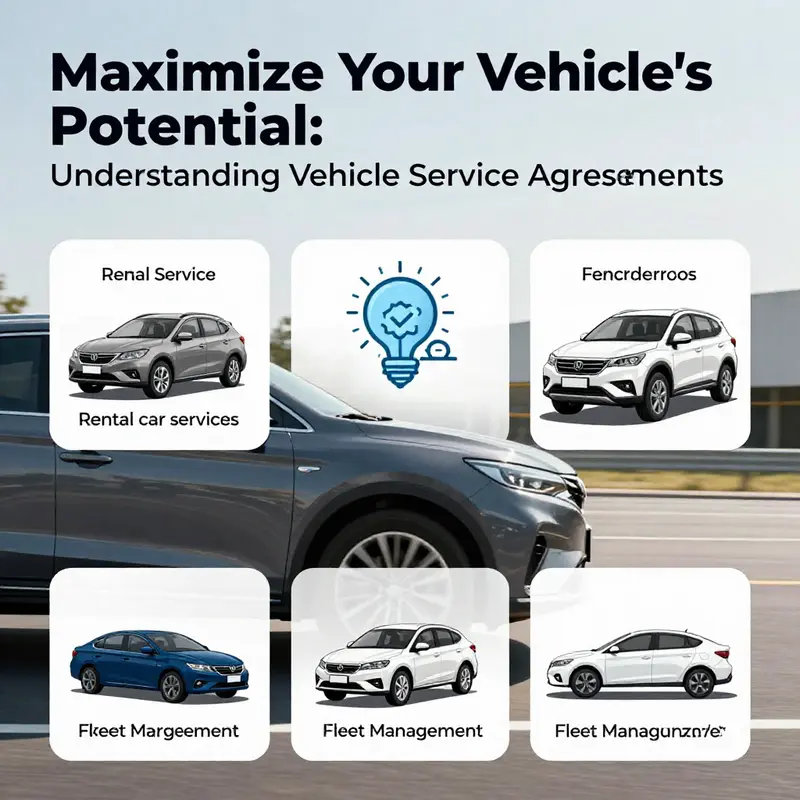 A formal Vehicle Service Agreement, showcasing terms and conditions set against an automotive backdrop.