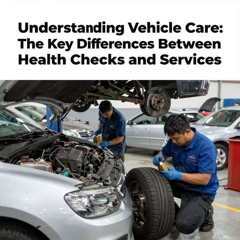 A visual representation of the distinctions between vehicle health checks and services.