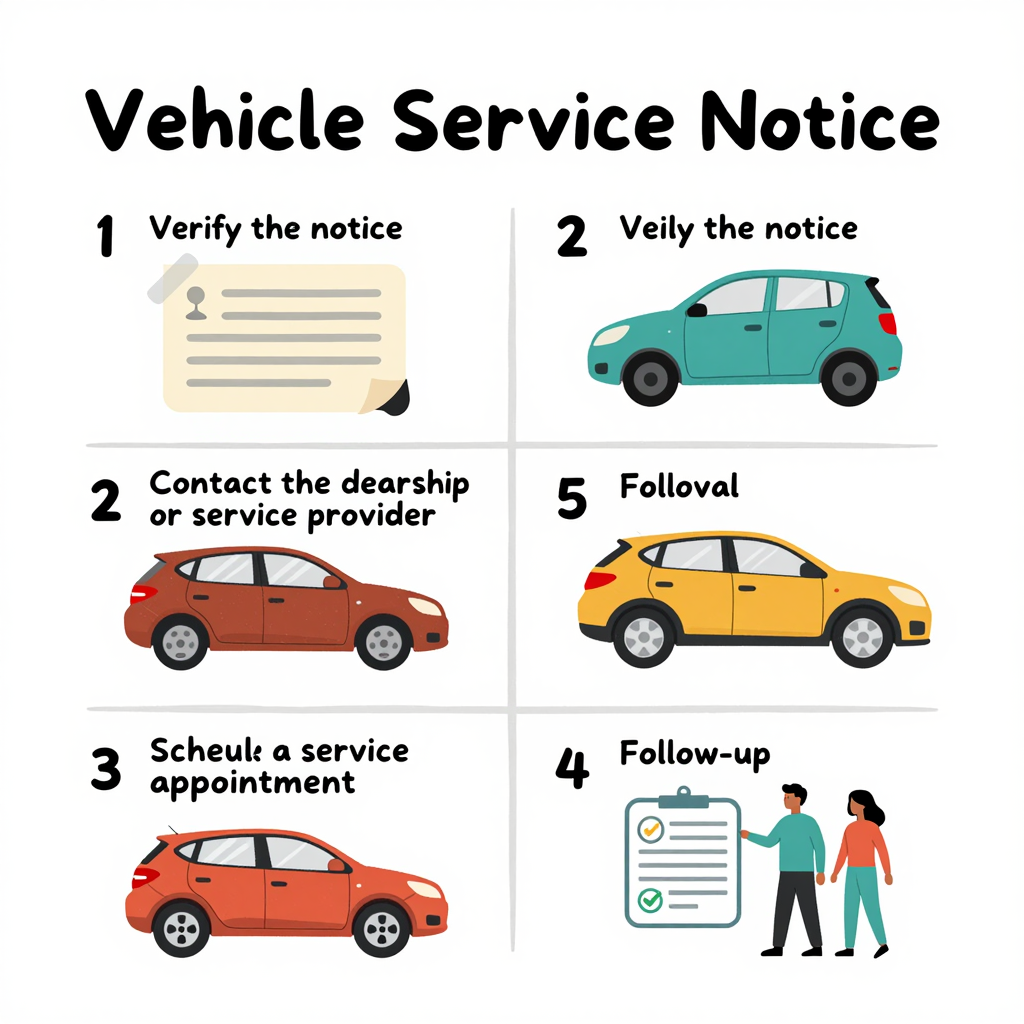 Steps to respond to a vehicle service notice