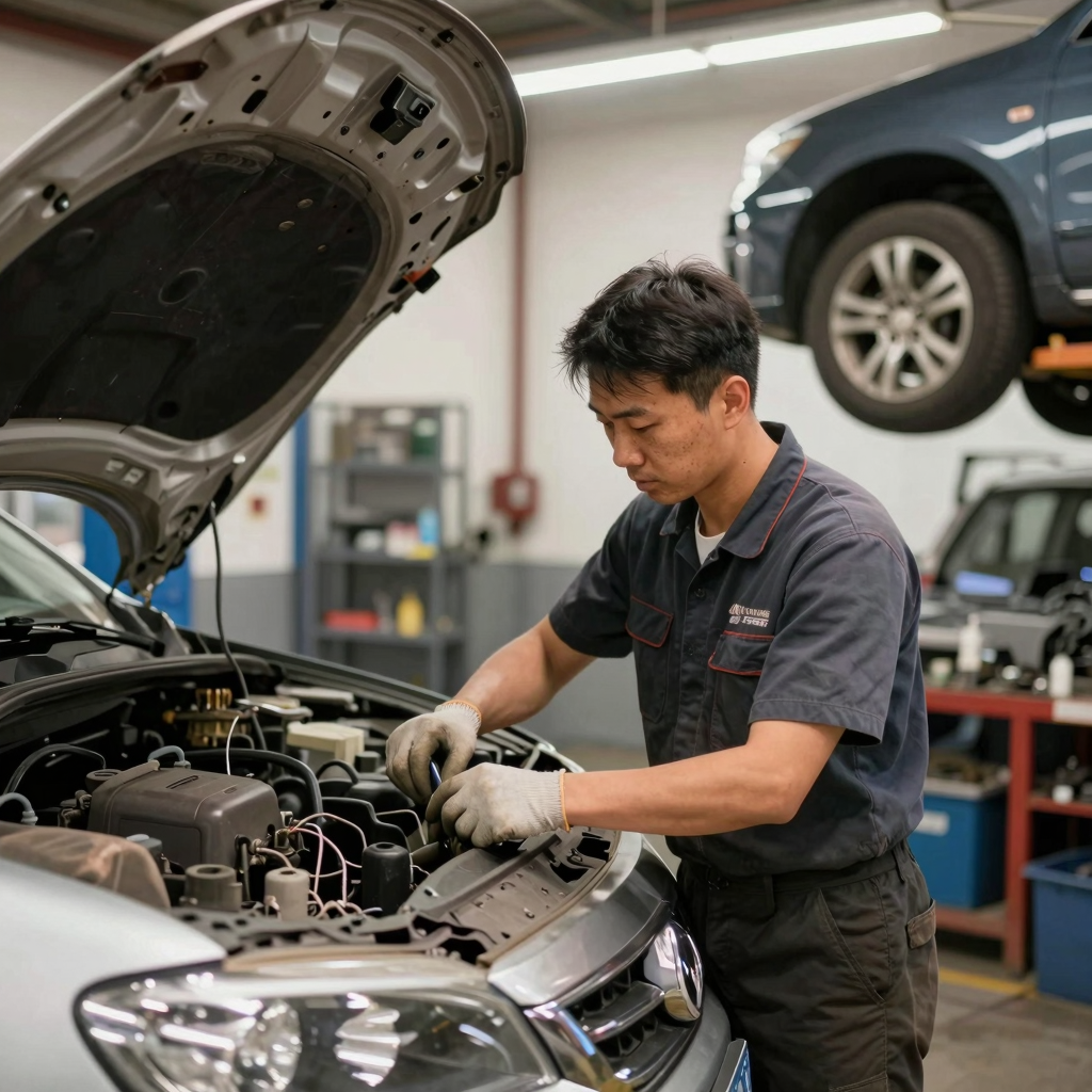 A professional vehicle repair service shop emphasizing quality and trust in vehicle repair.