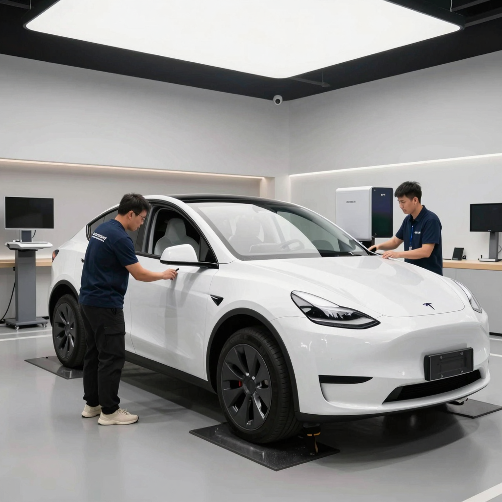 Tesla Vehicle Being Serviced