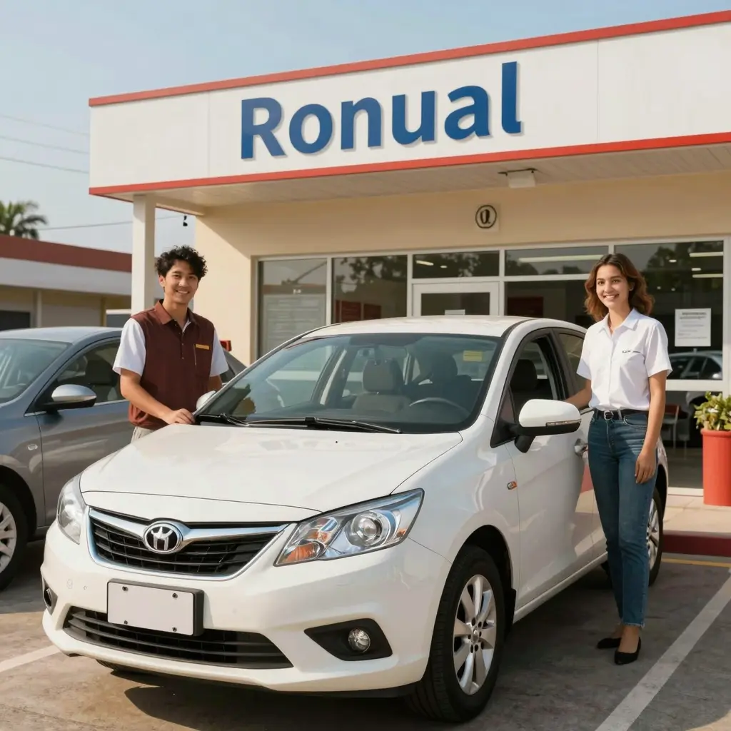 A warm and approachable scene depicting a standard-size vehicle being rented.