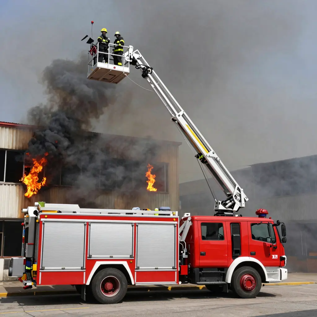 Aerial Elevator Fire Truck in Action