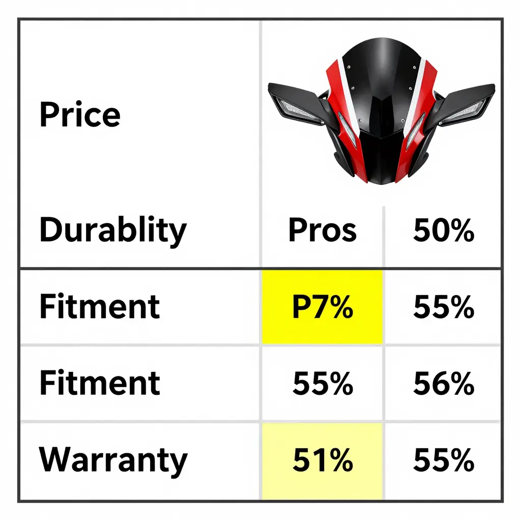 Comparison Table of OEM vs Aftermarket Fairings