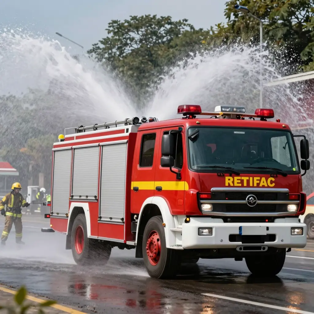 Industrial Fire Engine in Action
